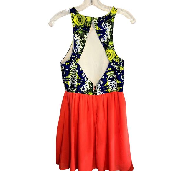 Jealous Tomato Medium Orange Blue Women's Sleeveless Sun Dress Miss Size8 10 M - Picture 5 of 6